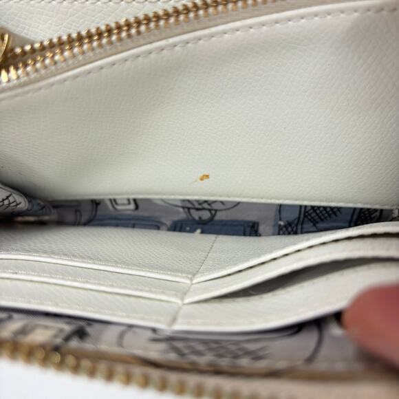 Vera Bradley Ultimate Wristlet Wallet Clutch White Oyster Leather Diamond Print - Picture 11 of 15